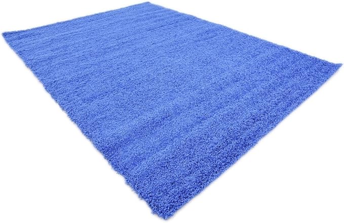 Unique Loom Solid Shag Collection Area Rug (8' x 11' Rectangle, Periwinkle Blue)