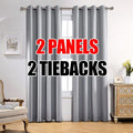 MIUCO Room Darkening Soild Grommet Blackout Curtains for Kids Bedroom Window Curtains Set of 2 52x84 Inch Silver, Bonus 2 Tie Backs Included