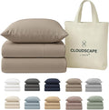 Cloud Scape Linen 100% Egyptian Cotton Sheets Twin Size, 3 Pieces Luxury Bedding Set, 400 Thread Count,Hotel Quality, Silky Soft, Breathable and Durable, Deep Pockets up to 15, Taupe