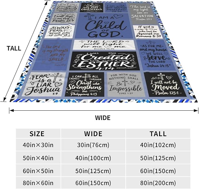 Christian Throw Blanket for Couch, Inspirational Gift for Women, Super Soft Plush Flannel Blanket, 30"x 40" Thoughts and Prayers Blankets for Bedroom Sofa Living Room Decoration