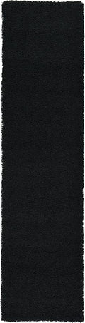 Unique Loom Solid Shag Collection Area Rug (2' 6" x 10' Runner, Jet Black)