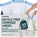 Lunderg Commode Liners - Value Pack 50 Count Universal Fit - Medical Grade Bedside Commode Liners Disposable for Adult Commode Chair, Portable Toilet Bags or Camping Toilet Bags
