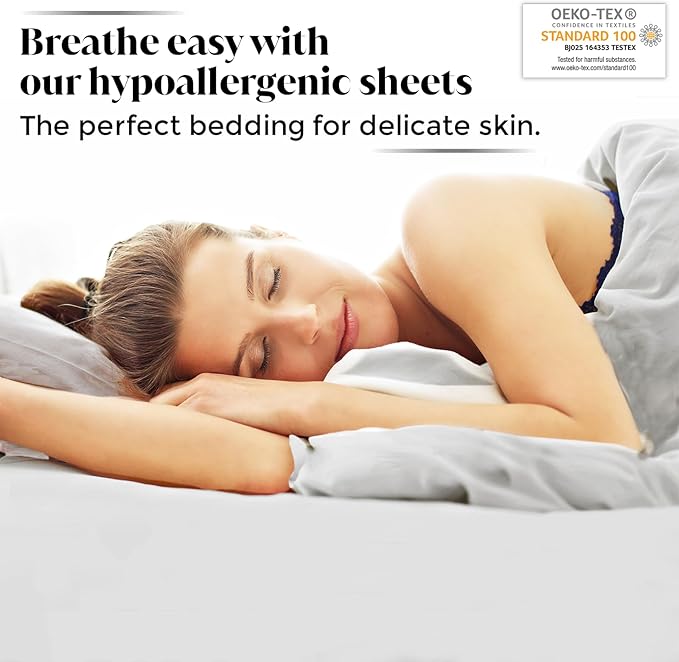 Luxury Bamboo Market | King Size Bed Sheet Set | 100% Viscose Made from Bamboo | Organically Grown | Ultra Soft | Cooling Sheets for Hot Sleepers | 17" Deep Pocket [Dove Grey]