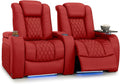 Seatcraft Diamante Zero-Gravity CoolZero Italian Leather Home Theater Seating, Power Headrest, Power Recline, Row of 2, Red