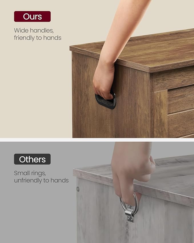 VASAGLE Storage Chest, Storage Bench with 2 Safety Hinges, Farmhouse Style, 15.7 x 39.4 x 18.1 Inches, for Entryway, Bedroom, Living Room, Honey Brown ULSB061K01
