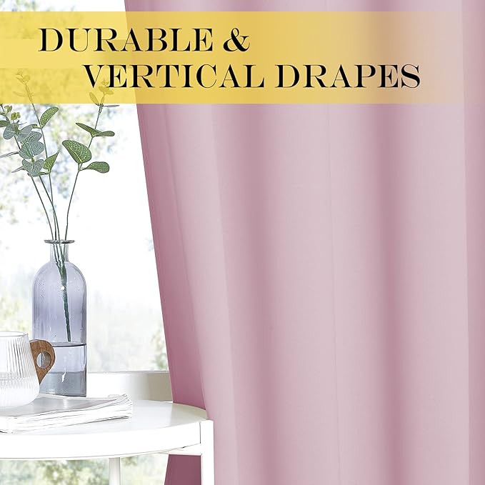 NICETOWN Bedroom Curtain Room Darkening Drapery - Home Fashion Microfiber Thermal Insulated Solid Grommet Room Darkening Curtain for Kitchen (Lavender Pink, 1 Panel, 52 inches Wide by 72 inches Long)