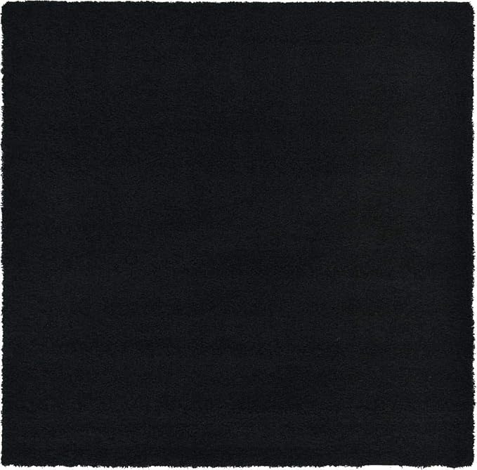 Unique Loom Solid Shag Collection Area Rug (8' Square, Jet Black)
