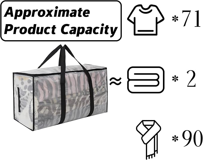 Heavy Duty 93L (24.5 Gallon) Stackable Storage Bins with Fully Openable Lids, Moving Bags Heavy Duty, Clear Plastic Totes for Moving Storage, Home Organization, Closet, Dorm Room 2 Pack