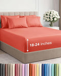 Extra Deep King Sheet Set - 6 Piece Breathable and Cooling Sheets - Hotel Luxury Bed Sheets Set - Easy & Secure Fit - Soft, Wrinkle Free and Comfy Sheets Set - Coral Sheet Set with Extra Deep Pockets
