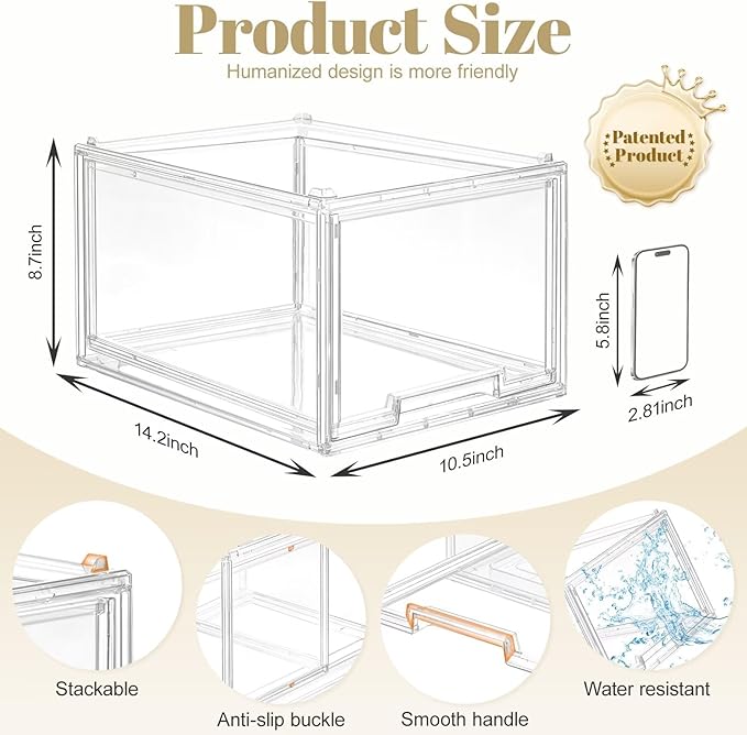 AZ.MIFENO Large Stackable Storage Drawers,Clear Thickened Drawer Organizers with Pull-Out Drawer for Skincare,Cosmetics, Ideal for Closet,Bathroom,Kitchen Undersink,Cabinet,Toy Organization (3 Packs)