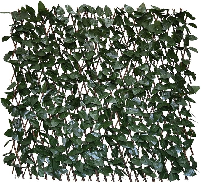 GLANT Expandable Fence Privacy Screen for Balcony Patio Outdoor,Decorative Faux Ivy Fencing Panel,Artificial Hedges (Single Sided Leaves) (2, Dark Green)