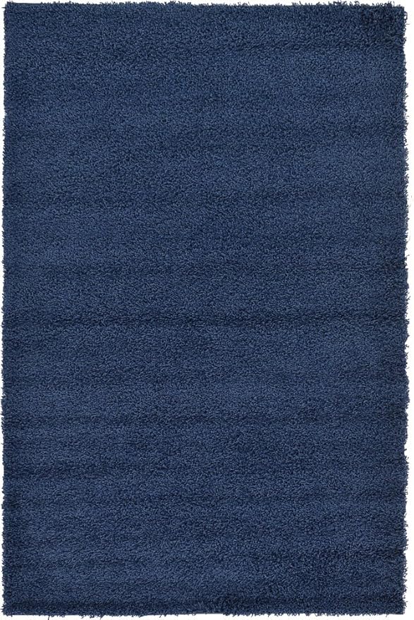 Unique Loom Solid Shag Collection Area Rug (5' 1" x 8' Rectangle, Sapphire Blue/ Navy Blue)