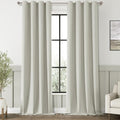 ChrisDowa 100% Blackout Greyish Beige Solid Curtains 96 Inches Long 2 Panels for Bedroom Living Room,Farmhouse Room Darkening Thermal Insulated Soundproof Grommet Top Window Treatment Drapes,52x96