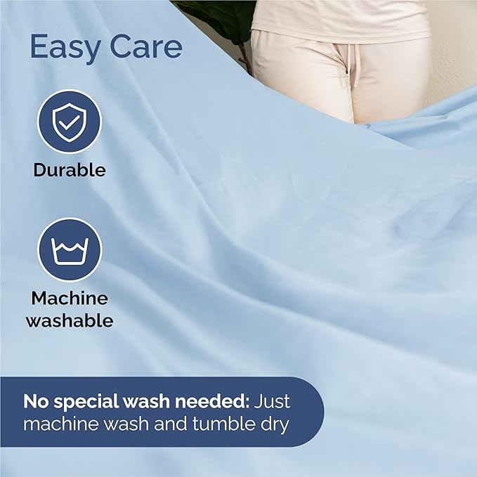 Split King 7 Piece Sheet Set - Cooling & Breathable - Hotel Luxury Bedding, Includes Fitted Sheets for Women, Men, Kids & Teens - 1 Flat, 2 Fitted Sheets, 4 Pillowcases with Deep Pockets - Baby Blue