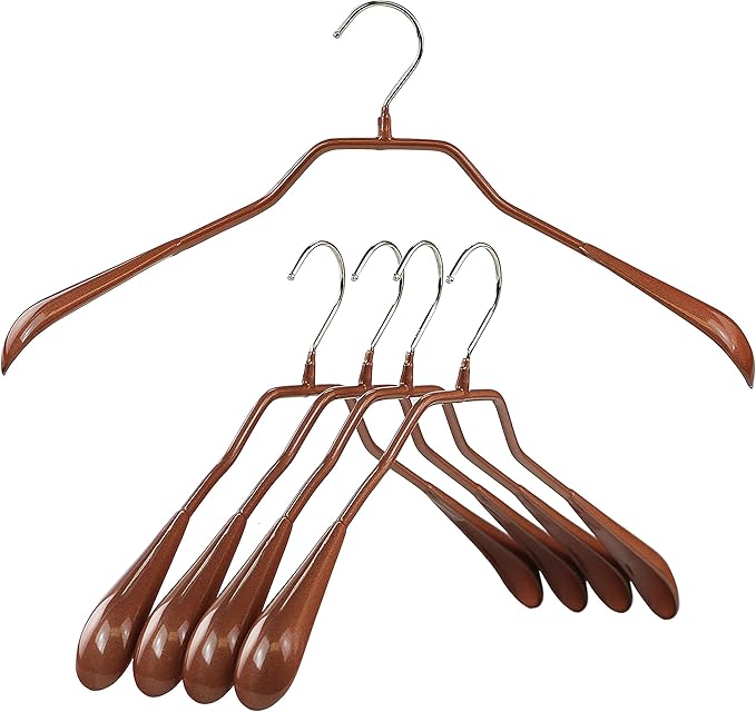MAWA by Reston Lloyd, Non-Slip Steel Suit/Jacket Hanger, Wide Supportive Sholders with Rotating Hook, Copper, Set of 5 (42-L)