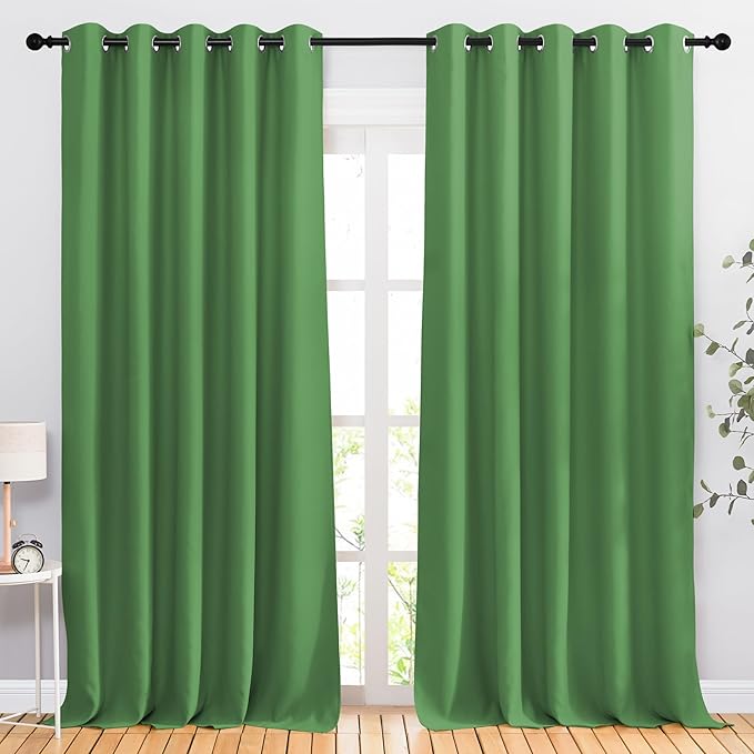 NICETOWN Forest Green 102 inch Curtains for Bedroom, Grommet Blackout Curtains Thermal Window Treatments for Christmas/Thanksgiving Day, W66 x L102, 2 Panels