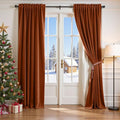 Lazzzy Velvet Blackout Curtains Thermal Insulated Room Window Drapes Super Soft Luxury Curtains for Living Room Bedroom Rod Pocket 2 Panels, Burnt Orange, 52" W x 84" L