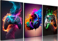 Gaming Room Decor - Wall Art Set of 3, Video Gaming Theme, Unframed 12x16in Canvas Posters for Teen Boys Room