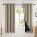 Blackout Curtains Thick Soft Curtain 2 Panels for Bedroom, Linen-Look Textured Full Light Blocking Room Darkening Thermal Insulated Drapes for Bathroom/Kitchen Windows (W52xL45, Natural)