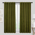 RYB HOME Velvet Curtains 63 inches Length, Back Tab & Rod Pocket Soft Fabric Curtains & Drapes for Bedroom Bathroom Cafe, Moss Green, W 42 x L 63, 2 Panels Set