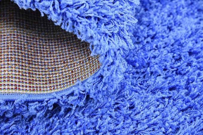 Unique Loom Solid Shag Collection Area Rug (6' 1" x 9' Rectangle, Periwinkle Blue)