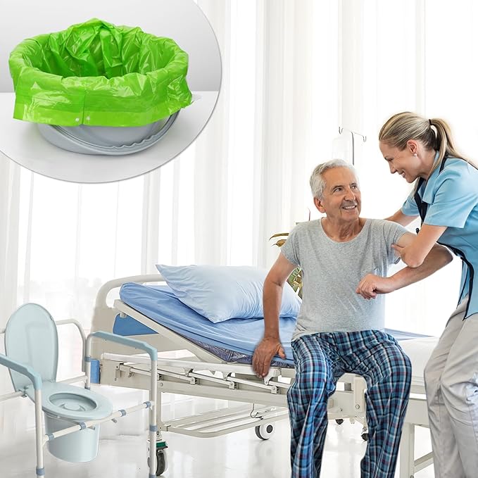 BOOWOO Bedside Commode Liners, 100 Leakproof Toilet Liners for Bedside Commode, Scented Adult Potty Chair Liners, Commode Liners for Commode Chair, Bedpan, Bucket Toilet (100 Bags Only)