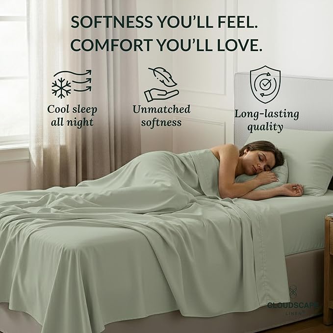 Egyptian Cotton Twin XL Size Sheets Set, Mineral