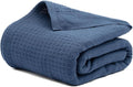 Salt Earth Organic Cotton Throw Blanket, King, 106"X92" Waffle Throws for Home, Bedrooms, Outdoor & Office Couch, Modern & Cozy Bed Room Decor Blankets,Lightweight All Season Western Blanket (Navy)