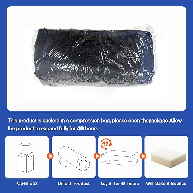 Foldable Fall Protection Mat for Elderly Blue Waterproof Non Slip Floor Mats with High-Resilience Foam 72 * 24 * 2 Inch Bedside Floor Mats for Elderly, Handicap, Senior