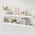 Floating Shelves for Wall, 9.3" Deep Wall Mounted Wood Shelves for Bathroom, Bedroom, Living Room, Kitchen, Hanging Shelf for Books/Storage/Room Decor (White, 55")