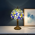 Tiffany Table Lamp Mini Nightstand Lamps Stained Glass Bedside Lamp Wisteria Night Lamp Reading Desk Light for Office Bar Bedroom Living Room,7.87 inch