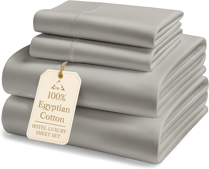 LANE LINEN 100% Egyptian Cotton Bed Sheets California King - 1000 Thread Count, Soft & Comfy Luxury Hotel Like Thick Bedding Sheets & Pillowcase Set, Machine Wash 15" Deep Pocket Sheet Set - Silver