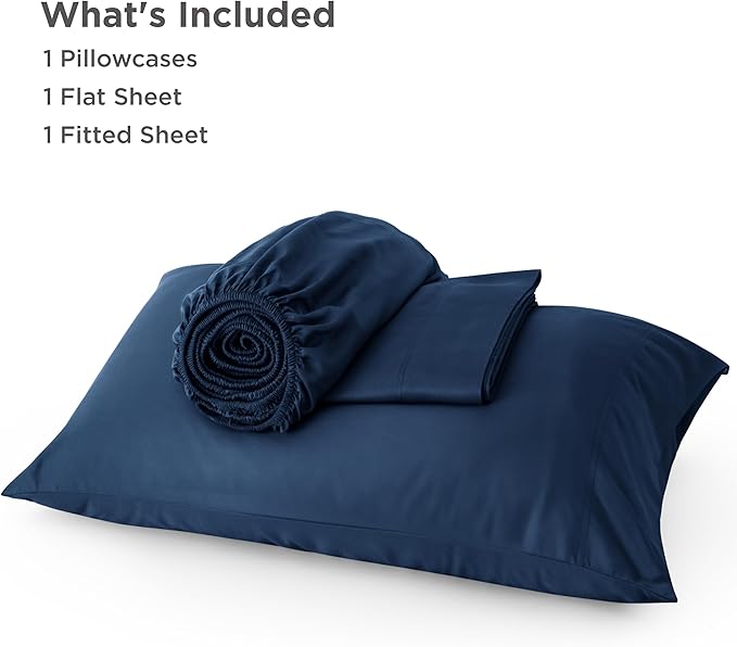 Bedsure Cooling Sheets Twin, Rayon Derived from Bamboo, Breathable & Soft Twin Sheets Set, Deep Pocket Up to 16 Inches, Hotel Luxury Silky Bedding for Hot Sleepers, Navy