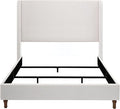 Harper Upholstered Wingback Bed Frame with 54" Extra-Tall Headboard - Modern Textured Chenille Platform Bed, Solid Oak Wood Feet, Sturdy Metal Foundation, Box Spring Required(Ivory Queen)