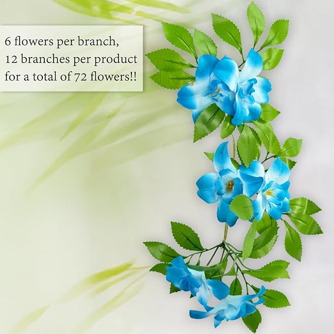 Sumery Expandable Fence Privacy Screen for Balcony Patio Outdoor,Decorative Faux Ivy Fencing Panel,Artificial Hedges (Single Sided Leaves) (2, Branches -Blue Fowers)