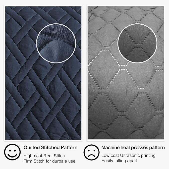 HORIMOTE HOME Quilt Set King Size Navy Blue, Classic Geometric Diamond Stitched Pattern, Ultra Soft Lightweight Bedspread Coverlet for All Season 3 Pieces(1 Quilt and 2 Pillow Shams)