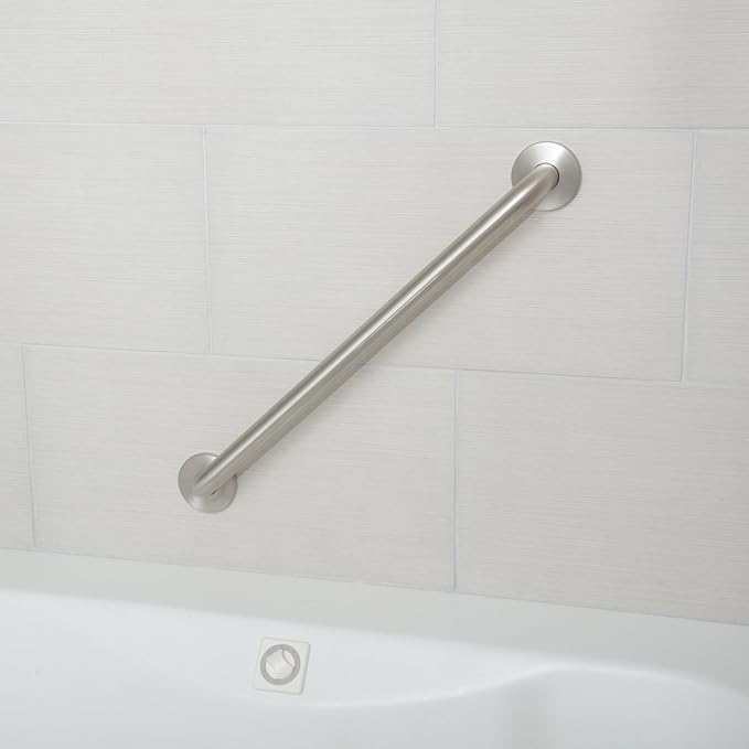 Amazon Basics Bathroom Handicap Safety Grab Bar, 42 Inch Length, 1.25 Inch Diameter, Holds up to 500LBs, ADA Compliant, Stainless Steel