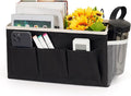 Ozzptuu Bedside Storage Caddy/Bedside Hanging Storage Bag for Headboards Bunk Beds Dorm Rooms Book Phone Magazine Holder (New Black)
