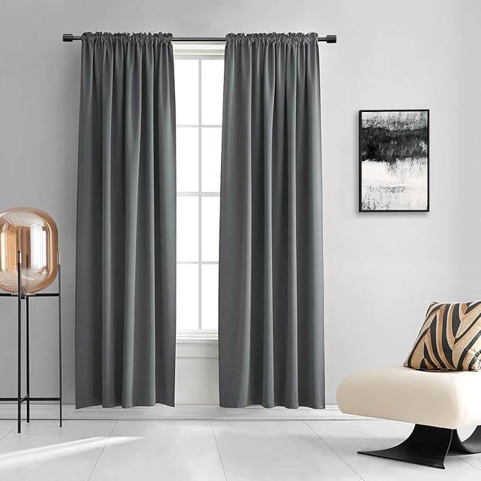 DONREN Patio Door 108 Inches Long Curtain Panels - Ceiling to Floor Extra Long Drape Curtains Window Treatment for Sliding Glass Door (Medium Grey,2 Pieces,W 52 x L108 inches)