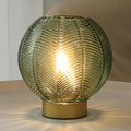 Battery Powered Lamp with Timer, Cordless Battery Operated Table Lamp with LED Bulb, Decorative Small Lamp Glass for Nightstand Bedside Bedroom Living Room-Green