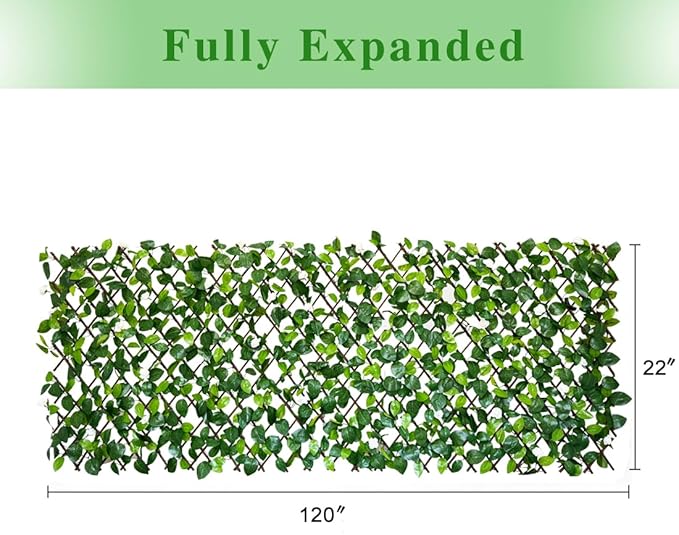 BYBAG Expandable Faux Ivy Fence Privacy Screen for Patio Outdoor Balcony Bedroom Decor,Artificial Leaf Wall Decoration Fencing Panel(Single Sided Leaves) (2, whiteflower)