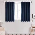 Deconovo Short Blackout Curtains for Small Windows, Thermal Insulated Rod Pocket and Back Tab Curtains, 42W x 45L Inch, Navy Blue, 2 Panels