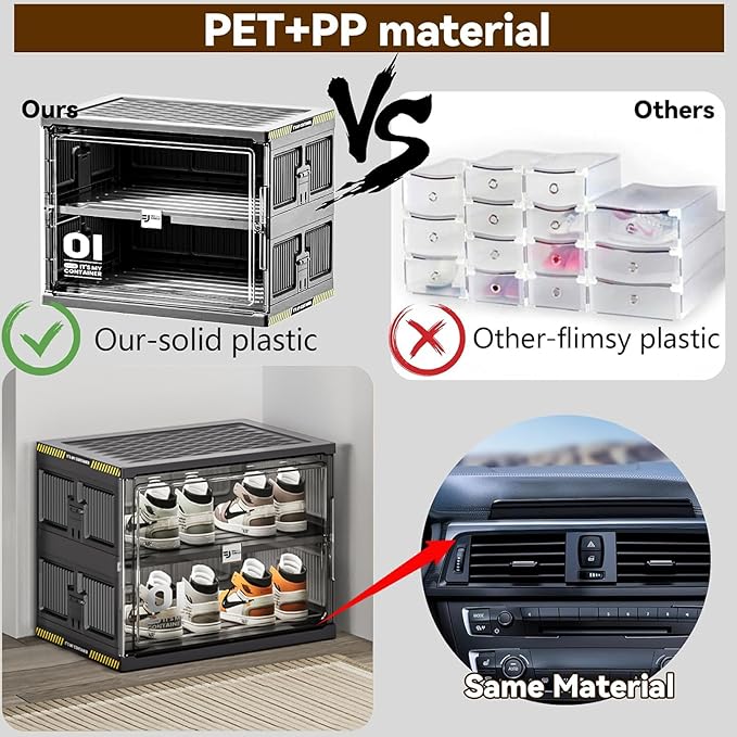 28 Pairs Portable Shoe Storage Cabinent of 3-Step Fast Installation,Plastic Shoe Box with Magnetic Clear Door for Entryway, Enclosed Shoe Rack for Sneaker, Heels etc.. (2Row, 7Tier)