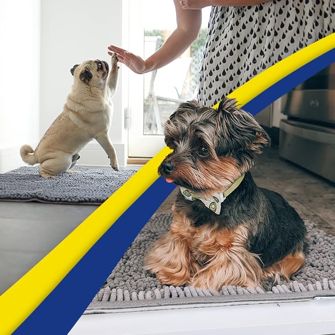Muddy Mat® Original Dog Door Mat for Muddy Paws, Super Absorbent Microfiber, Non-Slip Washable Pet Rug, Quick Dry Chenille Entryway Carpet, Machine Washable Indoor Outdoor mat, Grey 24"x35