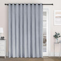Macochico Extra Wide 100% Blackout Chenille Curtains 100" Wx102 L Thermal Curtains for Sliding Door Room Divider Living Room Bedroom Hotel Gray Blue Blackout Curtains Grommet with Tieback 1 Panel