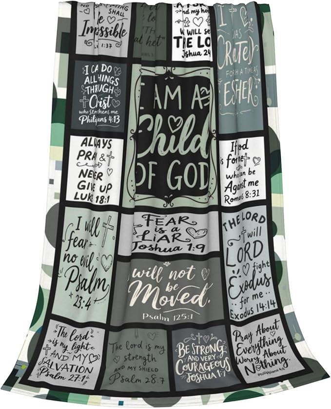 Christian Throw Blanket for Couch, Inspirational Gift for Women, Soft Plush Flannel Blanket, 30"x 40" Thoughts and Prayers Blankets for Bedroom Sofa Living Room Christmas Halloween Decoration