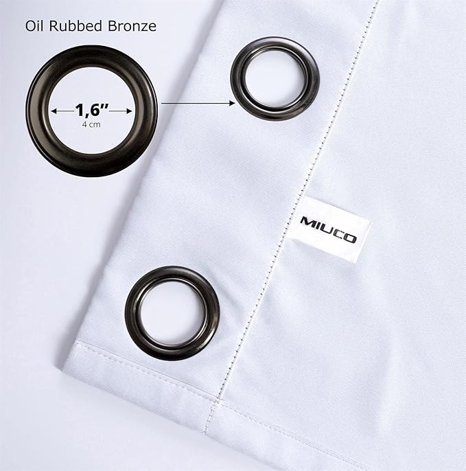 MIUCO Room Darkening Thermal Insulated Grommet Window Blackout Curtains for Livingroom Curtains Panels Set of 2 52x84 Inch Greyish White, Bonus 2 Tie Backs Included