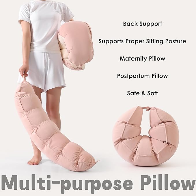 Peallow(Pat. Pend) – Long Round Body Pillow for Adults, Bolster Pillow for Sleeping, Soft and Supportive Pillow for Sleeping & Lumbar Support