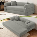 80" Convertible Sofa Bed,Corduroy Folding Sleeper Sofa Bed Queen with Pillows & Storage,Modular Pull Out Couches Boneless Couch for Living Room,Compressed Couch in a Box,Light Gray