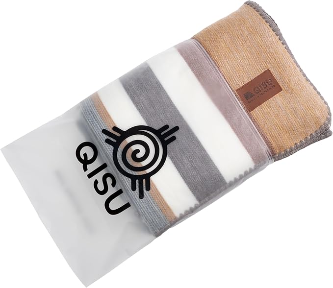 QISU Alpaca Wool Blanket Throw | Large, Beautiful, Warm, Variegated | 85 x 65 inches | Ultra-Soft, Hypoallergenic and Breathable | Non-Itchy or Scratchy Fabric (Pastel Grey Rocks & Creek)